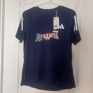 Adidas Womens Aeroready Running T-Shirt Atlanta Short‎ Sleeve Blue Size Medium